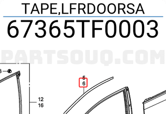 Honda 67365TF0003 TAPE,LFRDOORSA