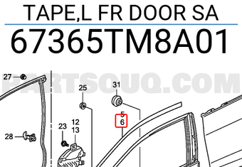 Honda 67365TM8A01 TAPE,L FR DOOR SA