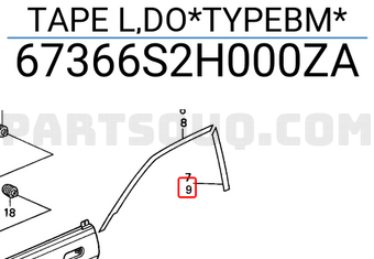 Honda 67366S2H000ZA TAPE L,DO*TYPEBM*
