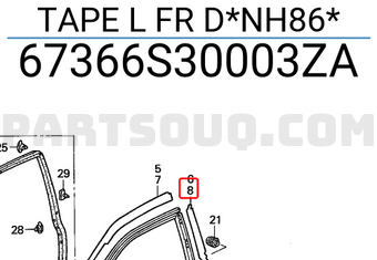 Honda 67366S30003ZA TAPE L FR D*NH86*