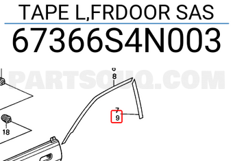 Honda 67366S4N003 TAPE L,FRDOOR SAS