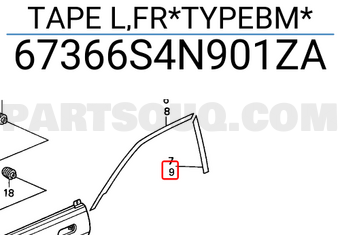 Honda 67366S4N901ZA TAPE L,FR*TYPEBM*