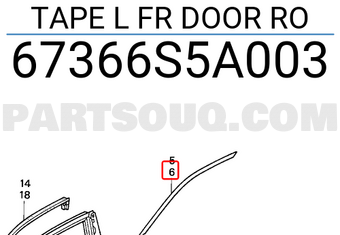 Honda 67366S5A003 TAPE L FR DOOR RO