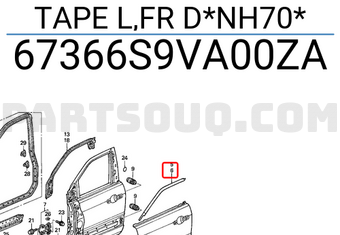 Honda 67366S9VA00ZA TAPE L,FR D*NH70*