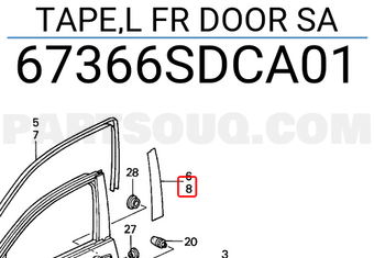 Honda 67366SDCA01 TAPE,L FR DOOR SA