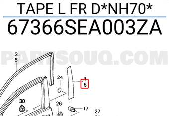Honda 67366SEA003ZA TAPE L FR D*NH70*