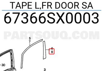 Honda 67366SX0003 TAPE L,FR DOOR SA