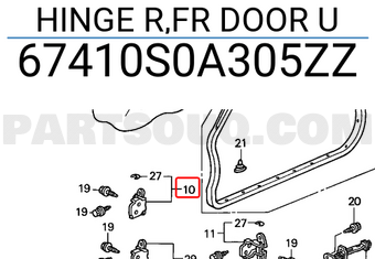 Honda 67410S0A305ZZ HINGE R,FR DOOR U