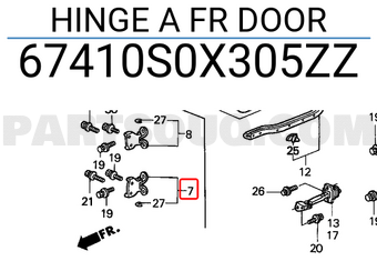 Honda 67410S0X305ZZ HINGE A FR DOOR