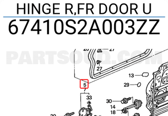 Honda 67410S2A003ZZ HINGE R,FR DOOR U
