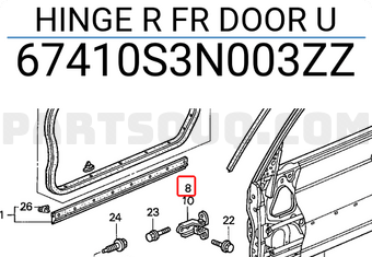 Honda 67410S3N003ZZ HINGE R FR DOOR U