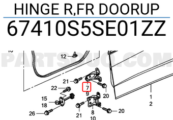 Honda 67410S5SE01ZZ HINGE R,FR DOORUP