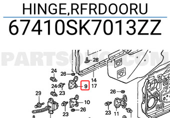 Honda 67410SK7013ZZ HINGE,RFRDOORU