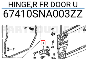 Honda 67410SNA003ZZ HINGE,R FR DOOR U