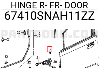Honda 67410SNAH11ZZ HINGE R- FR- DOOR