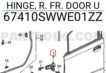 Honda 67410SWWE01ZZ HINGE, R. FR. DOOR U