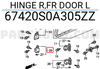 Honda 67420S0A305ZZ HINGE R,FR DOOR L
