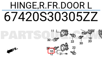 Honda 67420S30305ZZ HINGE,R.FR.DOOR L