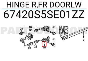 Honda 67420S5SE01ZZ HINGE R,FR DOORLW