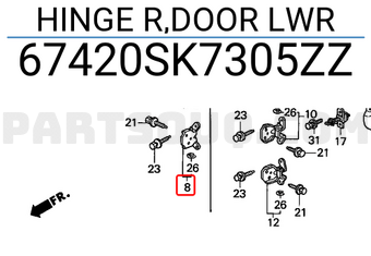 Honda 67420SK7305ZZ HINGE R,DOOR LWR
