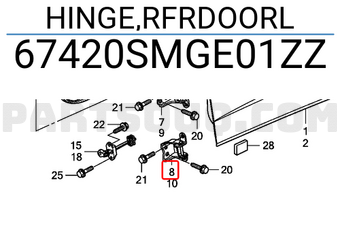 Honda 67420SMGE01ZZ HINGE,RFRDOORL