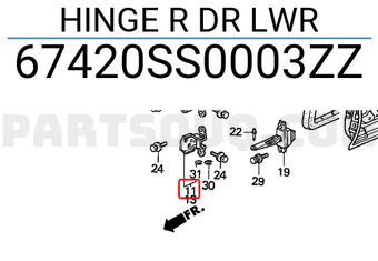 Honda 67420SS0003ZZ HINGE R DR LWR