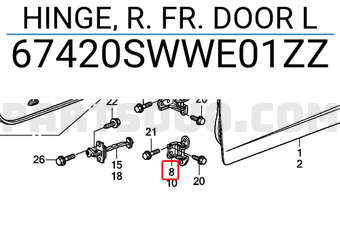 Honda 67420SWWE01ZZ HINGE, R. FR. DOOR L