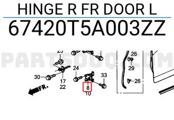 Honda 67420T5A003ZZ HINGE R FR DOOR L