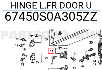 Honda 67450S0A305ZZ HINGE L,FR DOOR U