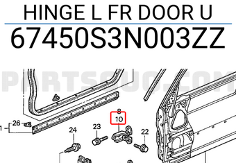Honda 67450S3N003ZZ HINGE L FR DOOR U