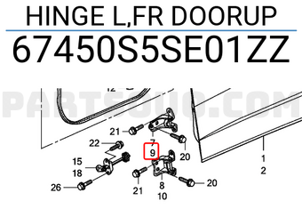 Honda 67450S5SE01ZZ HINGE L,FR DOORUP