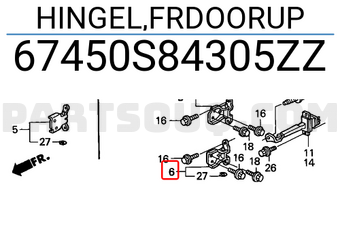 Honda 67450S84305ZZ HINGEL,FRDOORUP