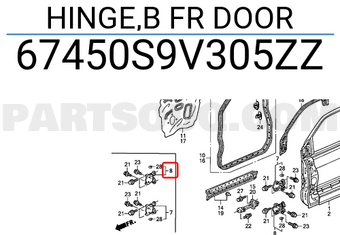 Honda 67450S9V305ZZ HINGE,B FR DOOR
