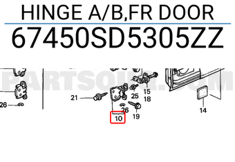 Honda 67450SD5305ZZ HINGE A/B,FR DOOR
