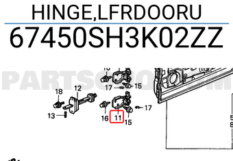 Honda 67450SH3K02ZZ HINGE,LFRDOORU