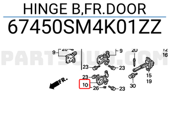 Honda 67450SM4K01ZZ HINGE B,FR.DOOR