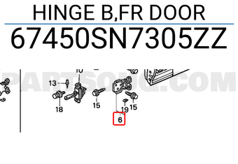 Honda 67450SN7305ZZ HINGE B,FR DOOR