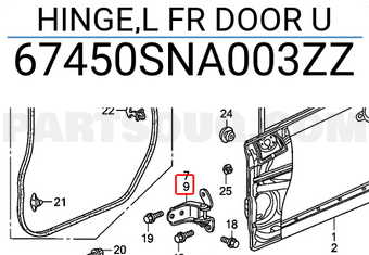 Honda 67450SNA003ZZ HINGE,L FR DOOR U