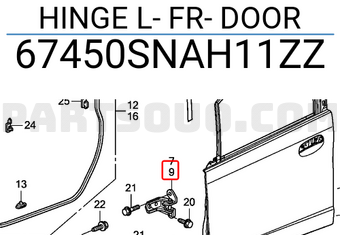 Honda 67450SNAH11ZZ HINGE L- FR- DOOR