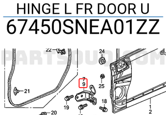 Honda 67450SNEA01ZZ HINGE L FR DOOR U