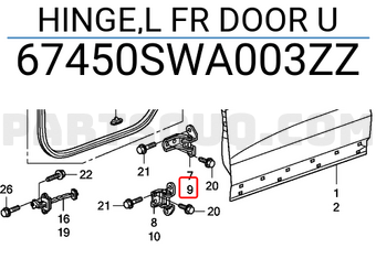 Honda 67450SWA003ZZ HINGE,L FR DOOR U