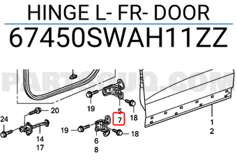 Honda 67450SWAH11ZZ HINGE L- FR- DOOR