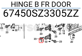 Honda 67450SZ3305ZZ HINGE B FR DOOR