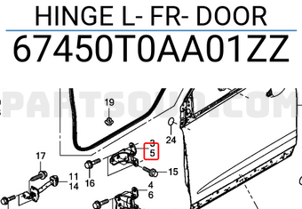 Honda 67450T0AA01ZZ HINGE L- FR- DOOR