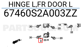 Honda 67460S2A003ZZ HINGE L,FR DOOR L