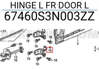 Honda 67460S3N003ZZ HINGE L FR DOOR L