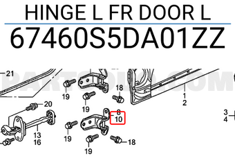 Honda 67460S5DA01ZZ HINGE L FR DOOR L