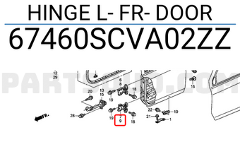Honda 67460SCVA02ZZ HINGE L- FR- DOOR