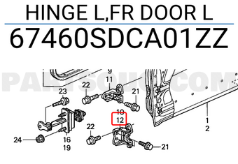 Honda 67460SDCA01ZZ HINGE L,FR DOOR L