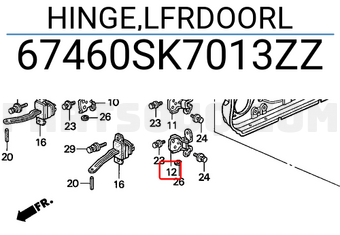Honda 67460SK7013ZZ HINGE,LFRDOORL